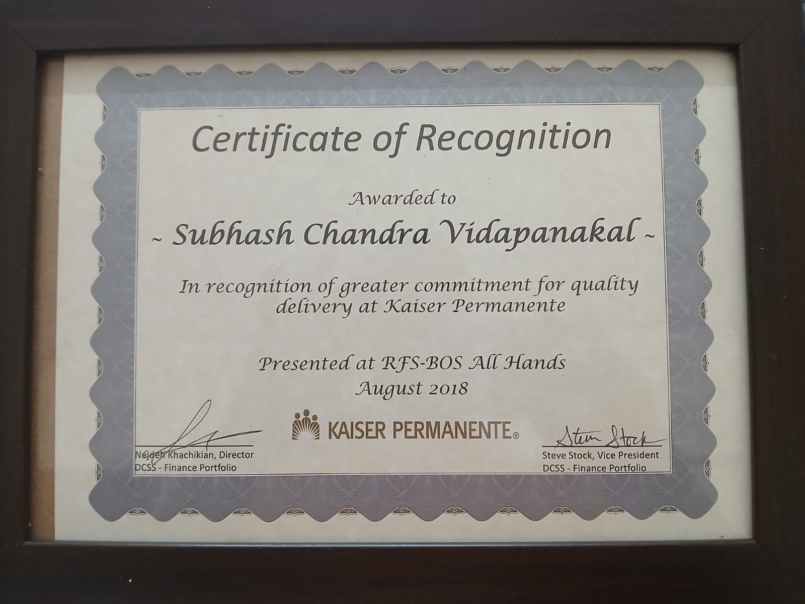 Certificate of Recognition